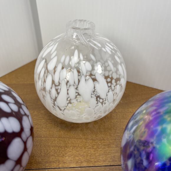 Pottery Barn Oil Diffuser Glass Ball Confetti Design Hand Blown Orb Set Of 3 - Picture 5 of 13